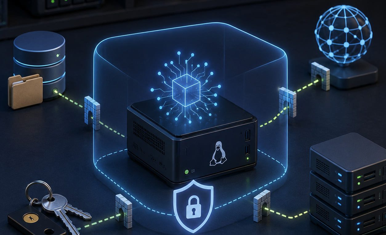 Illustration of a constrained OpenClaw Linux environment with limited credentials and read-only access