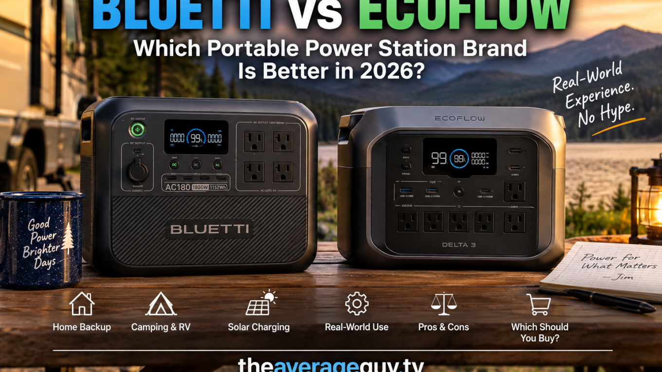 Bluetti AC180 and EcoFlow Delta 3 portable power stations compared for home backup, solar charging and real-world use.