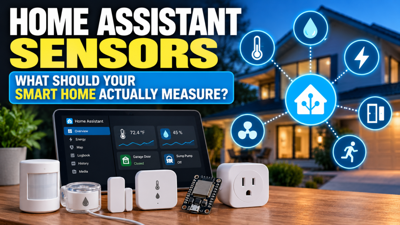 Home Assistant sensors monitoring temperature, water, energy, motion and smart home conditions